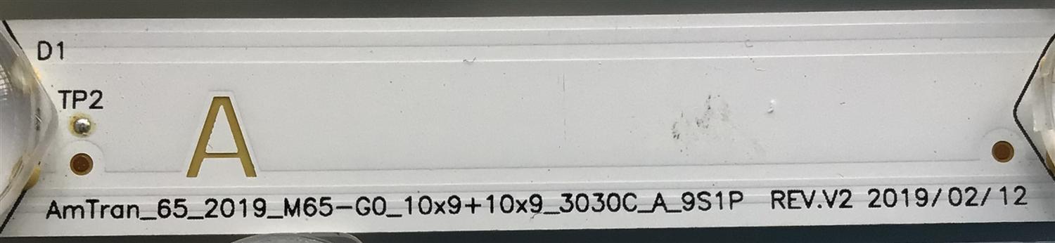 KIT DE LED'S PARA TV VIZIO (INCOMPLETO SOLO 18 PIEZAS) / NUMERO DE PARTE 0981010DCF20 / 0981010DCF22 / CS-MCPCB-150 94V-0 / 3030C_A_9S1P / AmTran_65_2019_M65-G0_10x9+10x9_3030C_B_9S1P / MODELO M657-G0 / NOTA IMPORTANTE:KIT CONSTA DE 20 PIEZAS EN TOTAL - Imagen 2